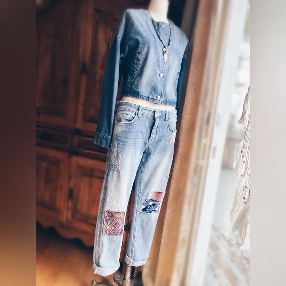 Pilcro & The Letterpress Anthropologie Patchwork Jeans NWT - Picture 9 of 11